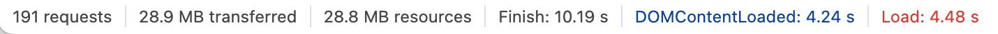 screenshot of devtools showing 10 seconds finish time