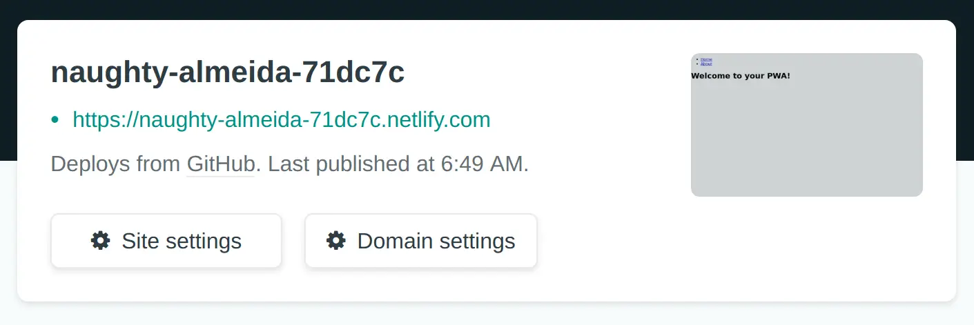 screenshot of Netlify deployed site