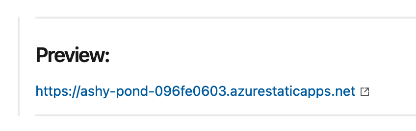 screenshot of rendered markdown with the preview link
