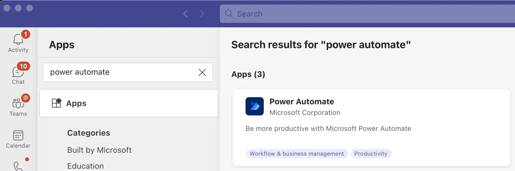 screenshot of installing the Power Automate app