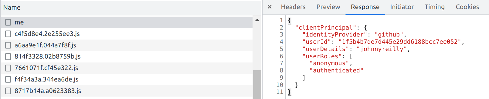 Screenshot of Chrome devtools displaying a JSON structure